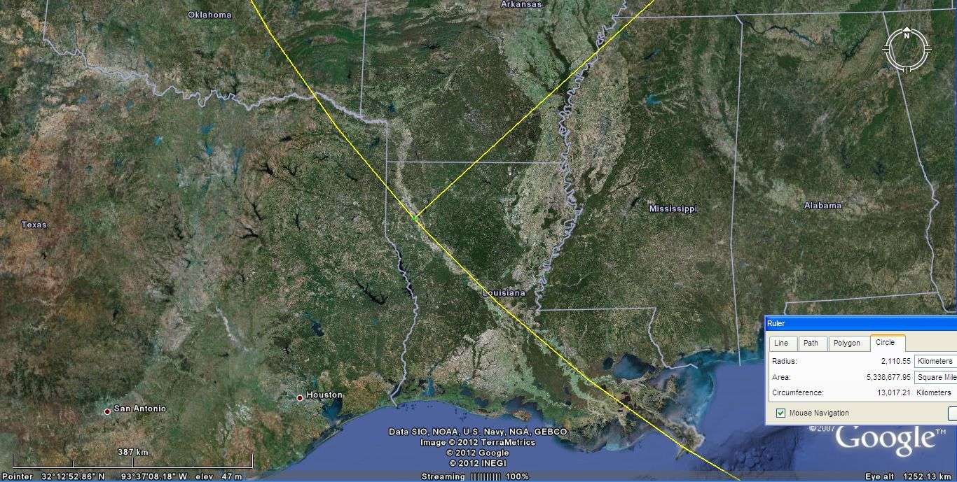 The Red River and the Mississippi River Delta, as formed by the Adirondack Impact in northern New York State.