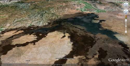 Craters of the Moon Impact shows lava flows from the puncture of the Earth.